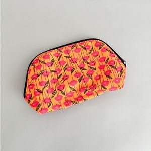 New Clinique x Donald Orange and Pink Abstract Floral Cosmetic Bag